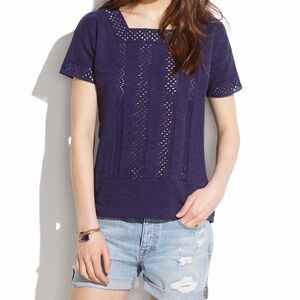 madewell eyelet cutout short sleeve shirt NWOT